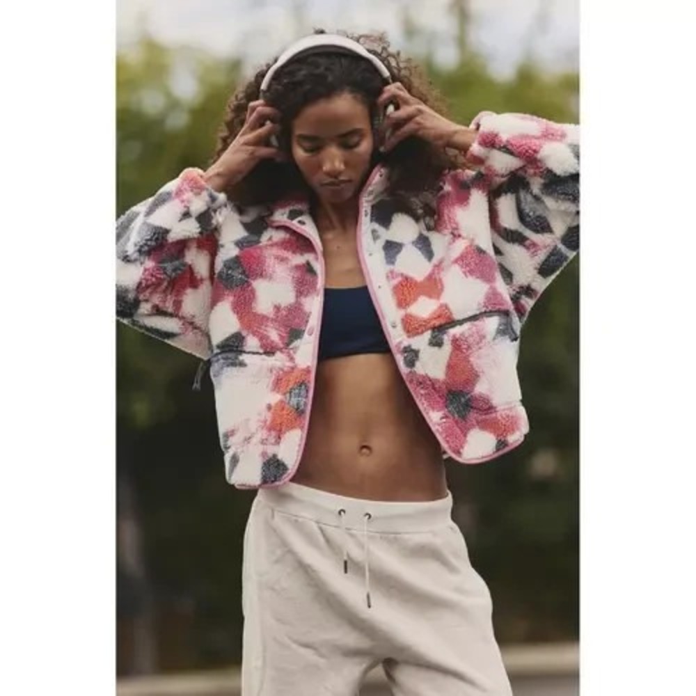 Free People Movement Hit The Slopes Printed Fleece Jacket Size XS Mystic Meadow
